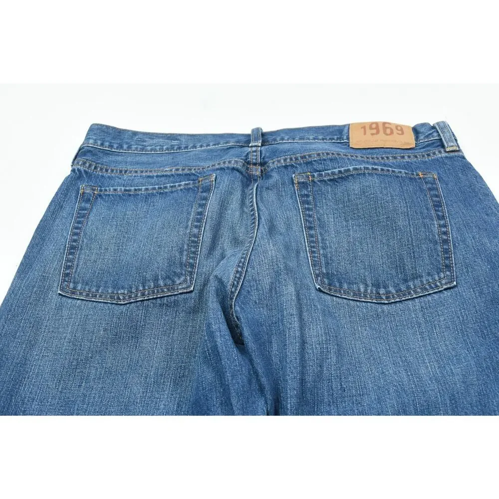 Vintage GAP 1969 Boot Cut Jeans Mens 35x30 Blue Relaxed Fit Low Rise Y2K Denim